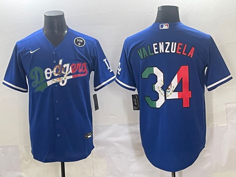 Men 2025 Los Angeles Dodgers 34 Valenzuela Blue Nike MLB Jersey style 7158